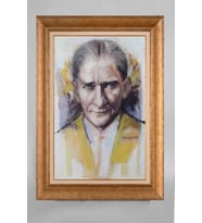 Çerçeveli Paspartulu Atatürk Tablo a151 (Gold)