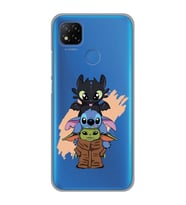 Redmi 9C / Redmi 10A Uyumlu Sevimli Baby Yoda ve Stitch Desenli Şeffaf Telefon Kılıfı