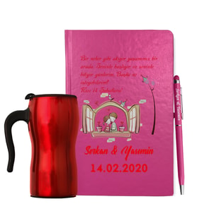 Sevgililer Gününe Özel Defter Kalem & Termos Mug Hediye Seti 9