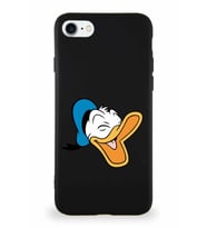 Apple iPhone 8 Soft Premier Kapak Donald Duck-E Tasarımlı Silikon Kılıf - Siyah (Şeffaf)