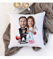 Kişiye Özel Evlendik Ayvayı Yedik Karikatürlü Yastık