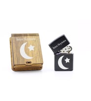 Kişiye Özel Zippo Tarzı Benzinli Metal Çakmak - Ay Yıldız Temalı