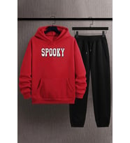 Unisex Spooky Baskılı Eşofman Takımı (A.Kırmızı)