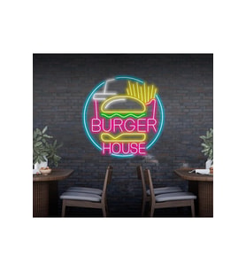 BURGER HOUSE Yazılı ve Şekilli Neon Tabela