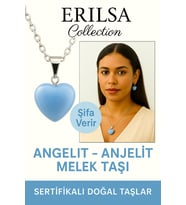 Sertifikalı Kalp Model Anjelit (Angelit) Melek Taşı Kolye – Huzur, Koruma ve Ruhsal Bağlantı Taşı (Çok Renkli)