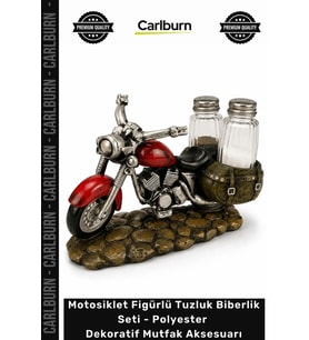 Özel Üretim Retro Motosiklet Figürlü Tuzluk Biberlik Seti Polyester Dekoratif Mutfak Aksesuarı