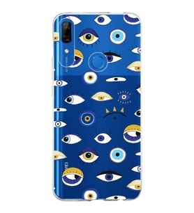 PrintiFy Huawei P Smart Z ile Uyumlu 1mm Slim Fit Nazar Boncuğu 2 Baskılı Şeffaf  Kılıf