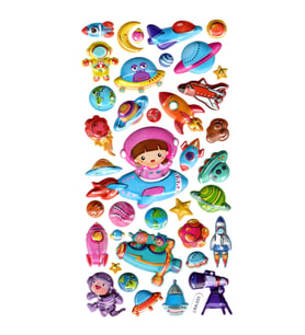 Sticker Kabartmalı Stiker Defter, Planlayıcı Etiket (limlra-031) - 17X9 cm - Astranot Kız Uzay