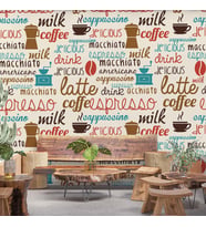 Cafe Temalı-Yazılı Duvar Kağıdı Baskı
