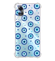 PrintiFy Vivo Y51 ile Uyumlu Nazar Boncuğu 1 Baskılı Kamera Korumalı Şeffaf Silikon Kılıf
