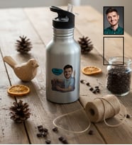 Kişiye Özel Şoföre Hediye Pipetli Matara Gri Doğum Günü Hediyesi