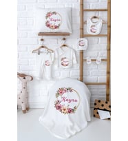 Pia Baby Premium %100 Pamuk Yenidoğan Kız Bebek Hastane Çıkışı Hediyelik Set 5072-02 (Ekru)
