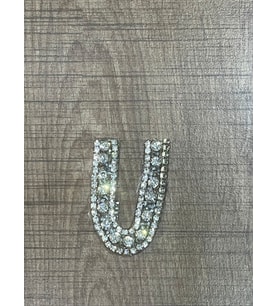 5X3 CM ÜTÜ İLE YAPIŞAN ZİRKON TAŞ İŞLEME U HARFİ ARMA YAMA DİKİŞ HOBİ AKSESUARI