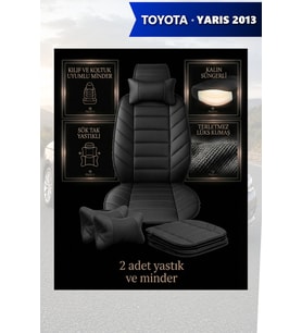 yaris 2013 Koltuk ve Kılıf uyumlu Yastık Siyah Lüks Minder 2 Minder 2 Yastık