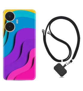 Realme C55 Kılıf Silikon Boyun Askılı İpli Desenli Silikon Renk Cümbüşü 1631