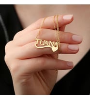 Kişiye Özel 925 Ayar Gümüş Kalp Detaylı Şık İsim Kolye (Gold)