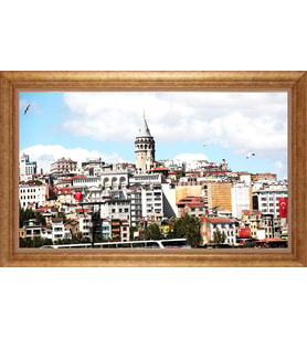EV İŞYERİ OFİS İÇİN ALTIN ÇERÇEVELİ PASPARTULU TABLO VB16