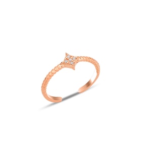 Gümüş rose zirkon taşlı alttan ayarlanabilir eklem yüzük SGTL12231ROSE