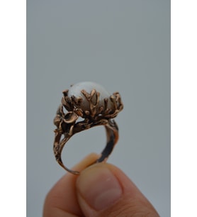 STONEAGE Barok İnci Bayan Yüzük Madeni Bronz Ayarlanabilir