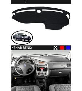 Fiat Siena 2000-2005 Için Uygun Torpido Koruma Halısı Siyah Kenar Renk Siyah