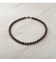 Bordo Granat Lal 8 mm Düğümlü Doğal Taş Kolye
