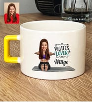 Kişiye Özel Karikatürlü Pilates Lover Lüks Fincan Doğum Günü Hediyesi