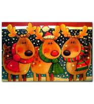 Cakatablo Noel Babanın Geyikleri Atkılı ve Bereli MDF Tablo