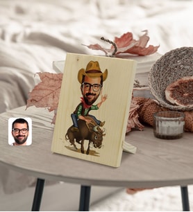 BK Gift Kişiye Özel Rodeo Karikatürlü Dekoratif Ahşap Çerçeve Model 1