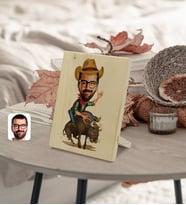BK Gift Kişiye Özel Rodeo Karikatürlü Dekoratif Ahşap Çerçeve Model 1