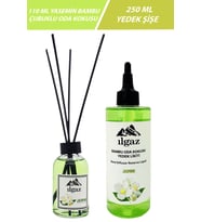 2'li Set Yasemin Bambu Yedek Likit Yedek Şişe 250Ml+ Jasmine Çubuklu Oda Kokusu Kolay Kullanım 110Ml