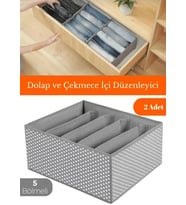 Modern Çok Bölmeli Dolapiçi Organizer (Gri-Gri-Gri)