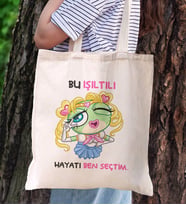 BK Gift Sonradan Değil Canım Doğma Büyüme Harikayım Tasarımlı Bez Çanta, Baskılı Omuz Çantası, Alışveriş Çantası, Arkadaşa Hediye