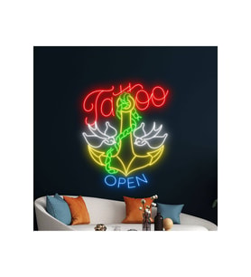 Tattoo OPEN Yazılı ve Şekilli Neon Tabela