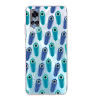 PrintiFy Vivo Y51 2020 ile Uyumlu 1mm Slim Fit Nazar Boncuğu 4 Baskılı Şeffaf  Kılıf