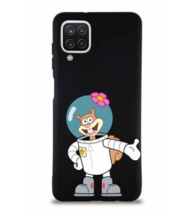 Samsung Galaxy A12 Soft Premier Kapak Sandy Tasarımlı Silikon Kılıf - Siyah (Şeffaf)