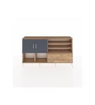 Arges Konsol 7 Raflı Tek Çekmeceli 2 Kapaklı 176x30x99 Çam-Antrasit/Çam