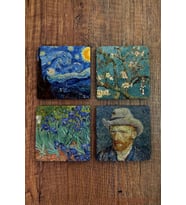 Taş Bardak Altlığı Vincent Van Gogh Eserleri Baskılı 4'lü Set