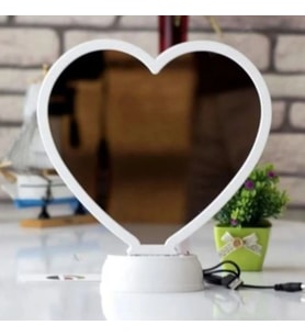 Kişiye Özel Fotoğraflı Kalp Şekilli Sihirli LED Ayna