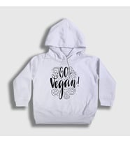 Presmono Unisex Çocuk Beyaz Go Vegan Vegetarian Vejetaryen Kapüşonlu Sweatshirt 542780tt