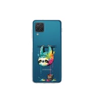 Samsung Galaxy A12 ile Uyumlu Splash Tembel Hayvan Tasarımlı Şeffaf Silikon Kılıf