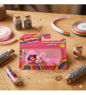 Love Flowers Gökkuşağı Temalı Mini Buket - Renkli Tasarım Hediyelik (Çok Renkli)
