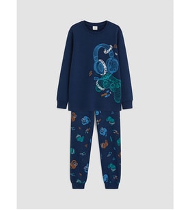 LCW Kids Lacivert Baskılı Erkek Çocuk Pijama Takımı