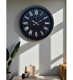 River World Duvar Saati 40 cm  Metal Black Luxury