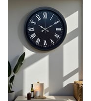 River World Duvar Saati 40 cm  Metal Black Luxury
