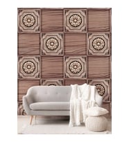 Dreamwall 3D Ahşap Geometrik Çiçek Desenli Isı Ve Ses Yalıtımlı Sağlıklı Tekstil Duvar Kağıdı (Kahverengi)
