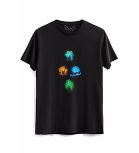Avatar The Last Airbender Anime Baskılı Siyah Tshirt
