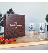 Sevgi Neydi Baskılı Rakı Bardağı Seti Ahşap Kutuda