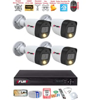 FURY 4 Kameralı 5Mp Lens 2 Mp Görüntü Gece Renkli Full Hd Ultra Led Akıllı Güvenlik Kamerası Seti 320GB