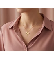 Kişiye Özel 925 Ayar Gümüş Kalp Motifli Şık Mantar Kolye (Gold)