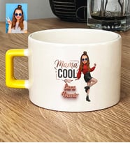 Kişiye Özel Karikatürlü Mama Cool Anneye Hediye Lüks Fincan Anneler Günü Hediyesi